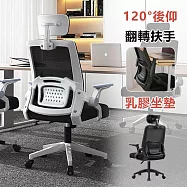 【居家cheaper】加大款辦公逍遙椅(3D頭枕款)/辦公椅/電腦椅/滑輪椅/工作椅/電競椅 白框黑網