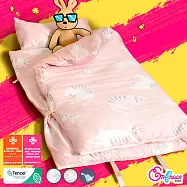 《Embrace英柏絲》100%純天絲 MIT兒童睡袋 (含被胎)防踢款 冬夏兩用 幼稚園午睡 快速收納 (多色任選) 小貓與蝶-粉