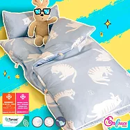 《Embrace英柏絲》100%純天絲 MIT兒童睡袋 (含被胎)防踢款 冬夏兩用 幼稚園午睡 快速收納 (多色任選) 小貓與蝶-藍