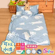 《Embrace英柏絲》100%純天絲 MIT兒童睡袋 (不含被胎)防踢款 冬夏兩用 幼稚園午睡 快速收納 (多色任選) 小貓與蝶-藍