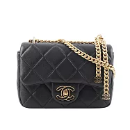 CHANEL 琺瑯CC Logo 及吊飾小羊皮迷你翻蓋包_展示品 (黑色)