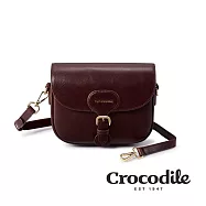 【Crocodile】鱷魚皮件 Naturale 3.0系列 側背包 半圓形斜背包 義大利植鞣-0104-10303-兩色任選 -深咖啡色