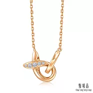 【點睛品】比彼心 18K玫瑰金鑽石項鍊 42公分