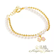 【金品坊】黃金手鍊柔珠甜夢蝴蝶結雙鍊手鍊 1.51錢±0.03