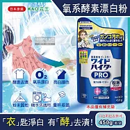 日本KAO花王-PRO氧系酵素溫和去漬消臭護色漂白粉補充包450g/藍袋(過碳酸鈉漂白劑,亮白潔艷衣物洗劑,去汗漬醬漬血漬,白色彩色衣料皆適用)