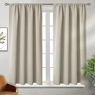 【巴芙洛】高精密純素色穿桿式抗UV遮光窗簾/200*165*1窗2片(可洗衣機洗/窗簾/拉簾/風水簾/門簾) 米色