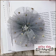 【akiko kids】日本公主網沙多層立體大花造型兒童髮夾 -灰色