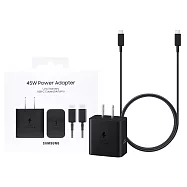 Samsung 三星 原廠新款 45W閃充+1.8m 5A雙Type C線組-支援S25 S24系列【T4511/盒裝】 黑色