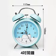 【COMET】4吋雙打鈴卡通靜音鬧鐘(夜光 指針 鬧鐘 鬧鈴 時鐘 雙鈴鬧鐘 床頭鬧鐘/GSR615) 藍色趴趴熊