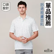oillio歐洲貴族 (有大尺碼) 男裝 短袖口袋POLO衫 彈力防皺 商務休閒 透氣吸濕排汗 授權臺灣製 3XL 白色