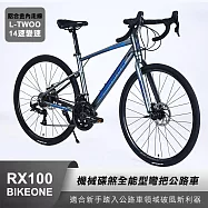 BIKEONE RX100 鋁合金內走線 L-TWOO 14速變速機械碟煞全能型彎把公路車煞變合一適合新手踏入公路車領域破風新利器-金屬灰 金屬灰
