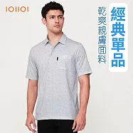 IOIIOI歐洲貴族 (有大尺碼) 男裝 短袖口袋POLO 透氣吸濕排汗 防皺彈力 商務休閒 L 灰色