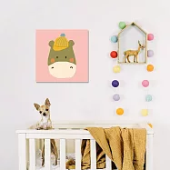 【Supreme print】藝術微噴霧面30x30cm 可愛動物 手繪風 油畫布無框畫-粉底小河馬 掛畫 兒童房 北歐風 (客製商品)