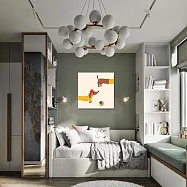 【Supreme print】藝術微噴霧面30x30cm 可愛動物 手繪風 油畫布無框畫-調皮臘腸狗 掛畫 兒童房 北歐風 (客製商品)