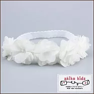 【akiko kids】甜美蕾絲5朵花造型0.3-18月寶寶髮帶 -白色