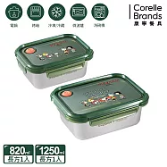 【美國康寧】Snapware SNOOPY 露營趣 可微波304不鏽鋼保鮮盒-2件組(B02)