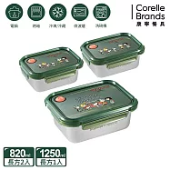 【美國康寧】Snapware SNOOPY 露營趣 可微波304不鏽鋼保鮮盒-3件組(C03)