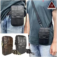 【H-CT】皮革拉鍊真皮斜背手機腰包(腰間包 側背包 手機包 皮革 機車包 斜背包/TR6620) 咖啡色