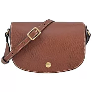 LONGCHAMP &Eacute;PURE系列牛皮壓印半月型斜背包(小) 棕