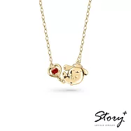 【客製品】STORY 故事銀飾- PomPomPurin 誕生石系列-布丁狗小心願誕生石純銀項鍊-黃K金 12月