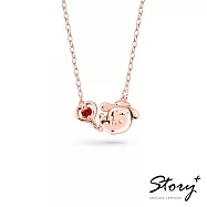 【客製品】STORY 故事銀飾- PomPomPurin 誕生石系列-布丁狗小心願誕生石純銀項鍊-玫瑰金 1月