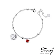 【客製品】STORY 故事銀飾- PomPomPurin 誕生石系列-焦糖布丁狗誕生石純銀手鍊-純銀無電鍍 1月