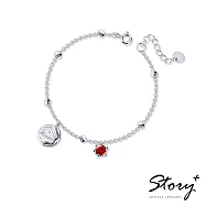 【客製品】STORY 故事銀飾- PomPomPurin 誕生石系列-焦糖布丁狗誕生石純銀手鍊-白K金 3月