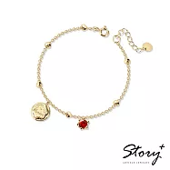 【客製品】STORY 故事銀飾- PomPomPurin 誕生石系列-焦糖布丁狗誕生石純銀手鍊-黃K金 9月