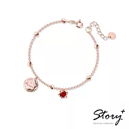 【客製品】STORY 故事銀飾-PomPomPurin 誕生石系列-焦糖布丁狗誕生石純銀手鍊-玫瑰金 1月
