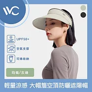 VVC 沁風系列 抗UV輕量涼感 可捲便攜大帽簷空頂防曬/遮陽帽 灰綠