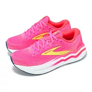 Brooks 慢跑鞋 Ghost Max 2 女鞋 粉 黃 緩衝 厚底 弧形大底 魔鬼極致 運動鞋 1204201B688 23.5cm PINK/YELLOW