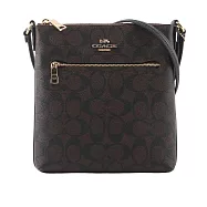 COACH Rowan 塗層帆布及再生皮革拉鍊迷你斜背包 (巧克力色)