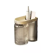 【iSFun】倒掛瀝水*簡約免打孔收納牙刷漱口杯架組/ 米白