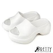 【Pretty】女 拖鞋 厚底拖鞋 防水 輕量 支撐 增高 一體成型 JP24 白色