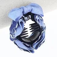 【PinkyPinky Boutique】浪漫刺繡緞帶 丸子頭 蝴蝶結抓夾 (藍色)