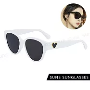 【SUNS】抗UV太陽眼鏡 韓版愛心造型 顯小臉潮流墨鏡 百搭質感墨鏡 共三色 S605 白框灰片
