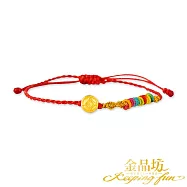 【金品坊】黃金手鍊花團錦簇好兆頭極細蠟線手繩 0.04錢±0.01 財富古錢福氣紅色