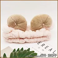 『?井.亞希子』超萌羊角造型寬版毛絨髮帶洗臉髮帶 -裸粉色