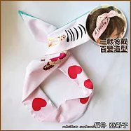 『?井.亞希子』親愛的，熱愛的同款 甜美女孩緞面一款多戴造型髮帶 -粉色愛心款