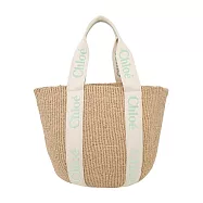 Chloe Woody Basket草編大號肩背包 淺綠