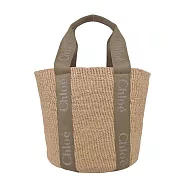 Chloe Woody Basket草編大號肩背包 堅果