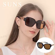 【SUNS】時尚韓版ins大框偏光墨鏡(可套式) 英倫風霧茶 輕量無感太陽眼鏡 男女適用 防眩光 抗UV400