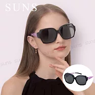 【SUNS】時尚韓版ins大框偏光墨鏡(可套式) 英倫風霧紫 輕量無感太陽眼鏡 男女適用 防眩光 抗UV400