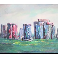 【玲廊滿藝】鄭素雲-10P油彩，英國巨石陣Stonehenge41x53cm