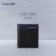 【Crocodile】鱷魚皮件 中性皮夾 直式男短夾/錢包 5卡拉鍊釦式 Square2.0系列-0103-11604 夜幕藍黑