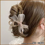 『坂井.亞希子』日系溫柔網紗金屬鍊條蝴蝶結造型髮抓夾 -白色