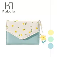 KaLala 清新夏茉 三折信封式短夾/皮革零錢包/證件包/卡夾 天空藍