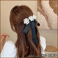 『坂井.亞希子』法式復古編織珍珠蝴蝶結造型彈簧夾 -單一款式