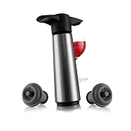 《Vacu Vin》荷蘭 抽真空器+酒瓶塞2入 | 紅酒塞 真空瓶塞 保鮮瓶塞 葡萄酒塞 - 質感銀 - 質感銀