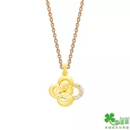 幸運草金飾 春日花序黃金墜子 送玫瑰鋼項鍊